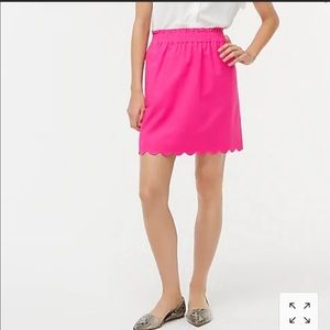 J. Crew Pink Scalloped linen-cotton skirt